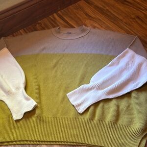 Free People Ribbed Knit Sweater in Tan